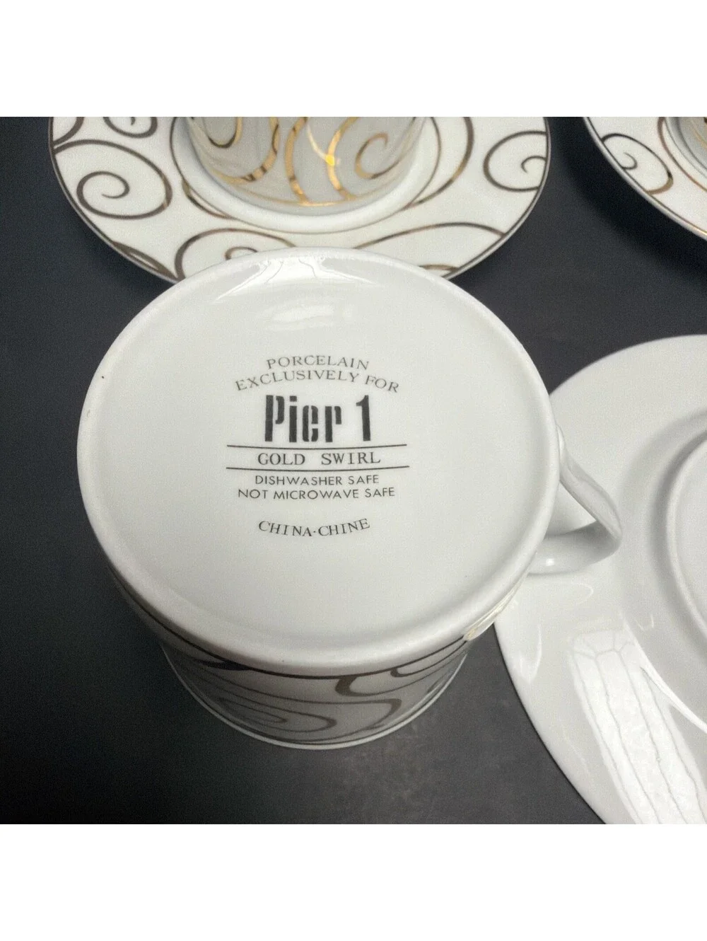 Pier One Gold Swirl Cup Saucer Set Retired Vintage Priced Each Set Holiday